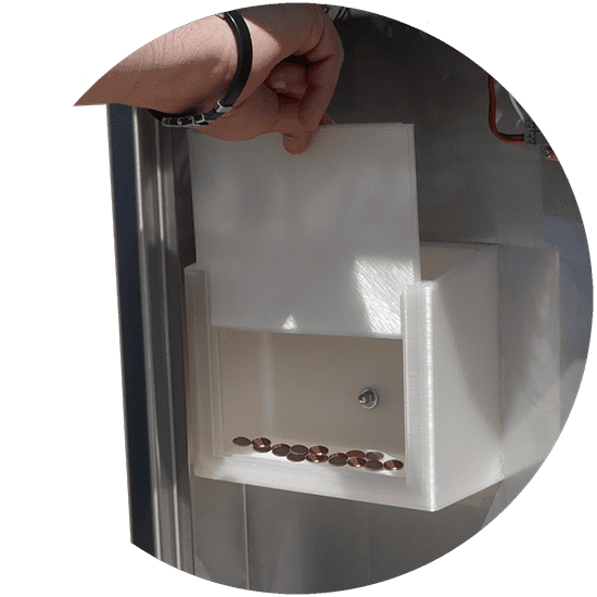 Coins receiver tray in the turnstile