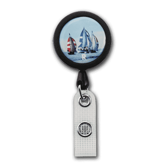 Retractable reel badge holder for company badge