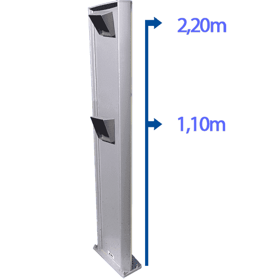 Dual height post for RFID access readers
