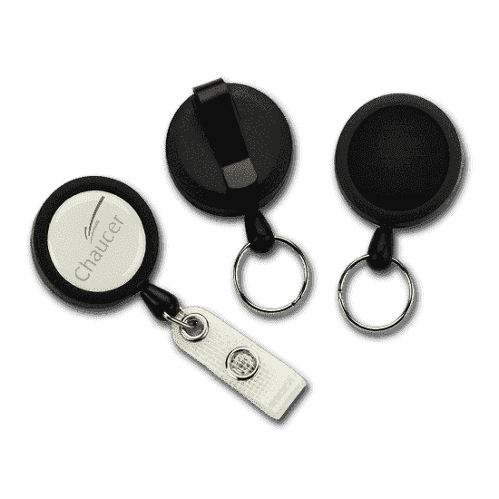 Retractable reel badge holder for company badge