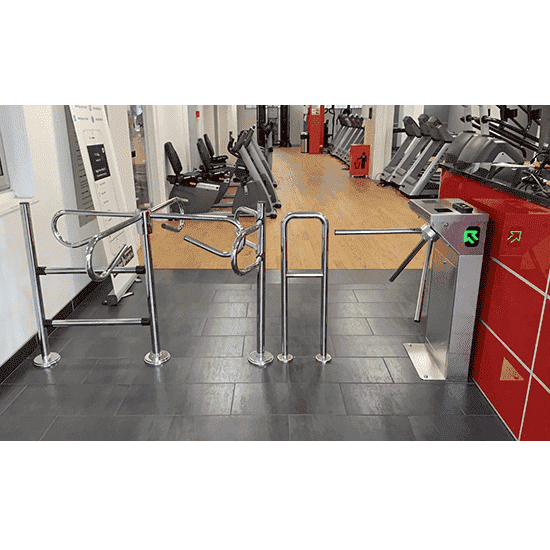 Gym with tripod turnstile and gate