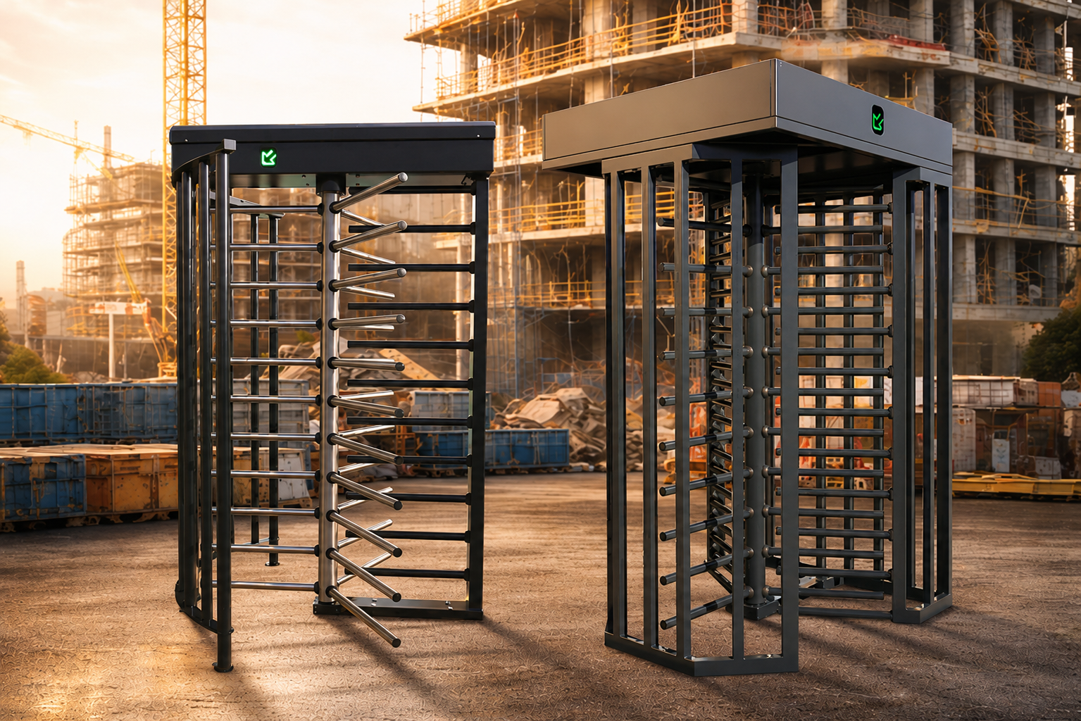 Tornos de altura completa para control de accesos en obras de construcción