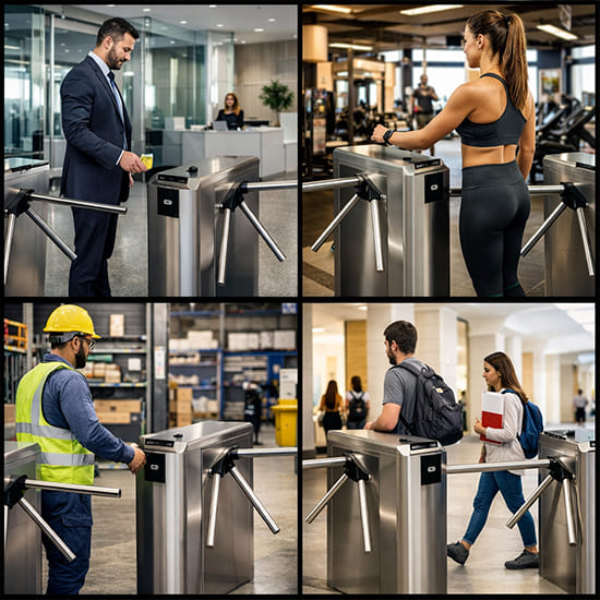 Torno trípode para control de accesos en empresas, gimnasios, fábricas y centros educativos