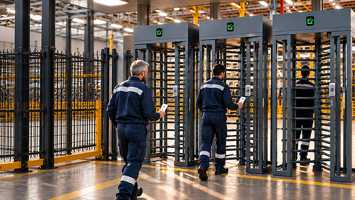 Control de acceso para obras de construcción con torno de seguridad